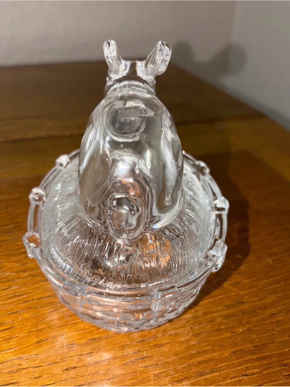 Glass Bunny On Nest Williams Sonoma with Tag Easter Glass Rabbit